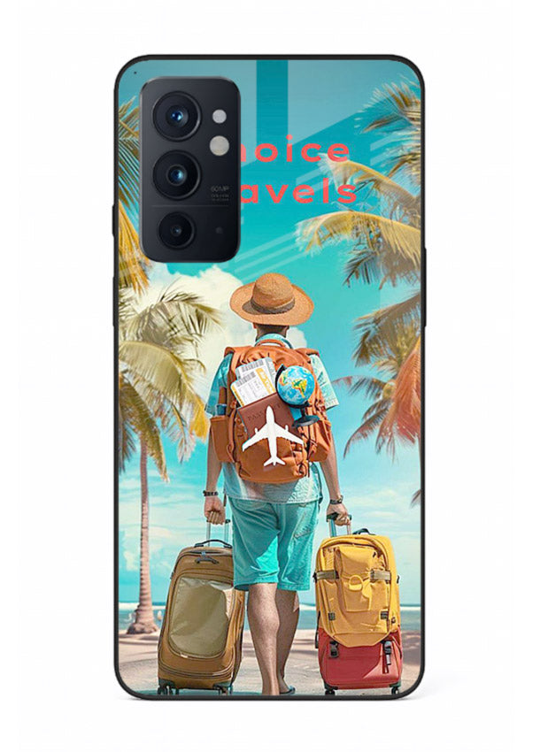Tropical Beach Traveler summer artwork OnePlus 9RT glass back cover