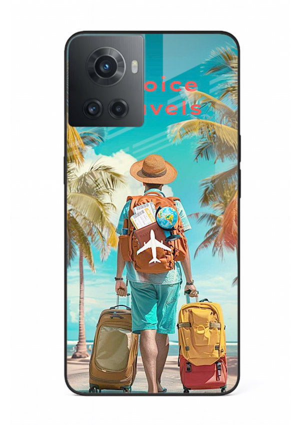 Tropical Beach Traveler summer artwork OnePlus 10R glass back cover