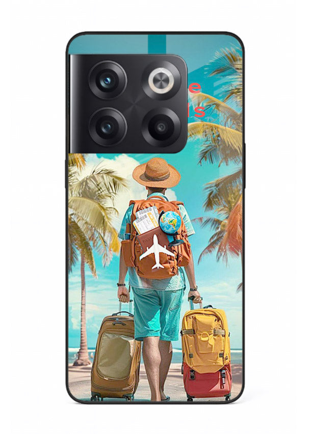 Tropical Beach Traveler summer artwork OnePlus 10T glass back cover