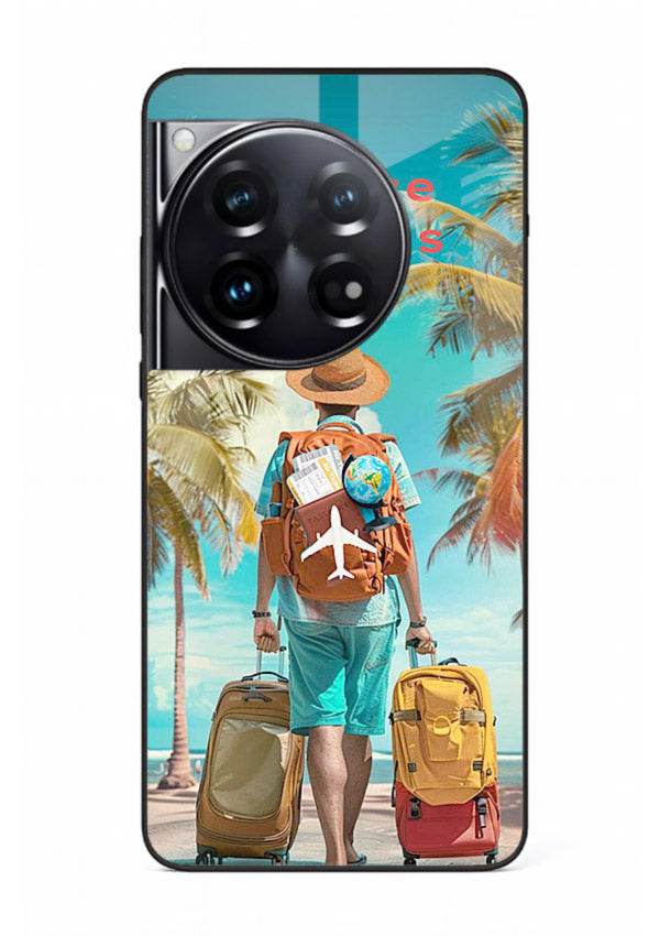 Tropical Beach Traveler summer artwork OnePlus 12 glass back cover