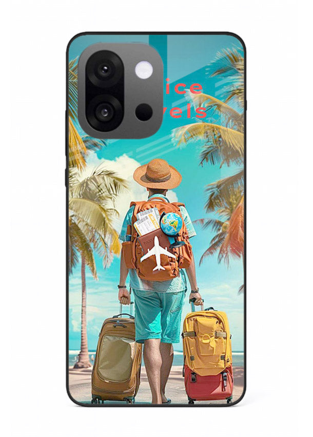 Tropical Beach Traveler summer artwork OnePlus 13s glass back cover