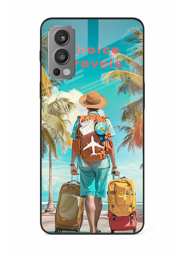 Tropical Beach Traveler summer artwork OnePlus Nord 2 glass back cover