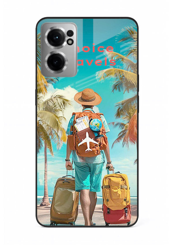 Tropical Beach Traveler summer artwork OnePlus Nord CE2 5G glass back cover