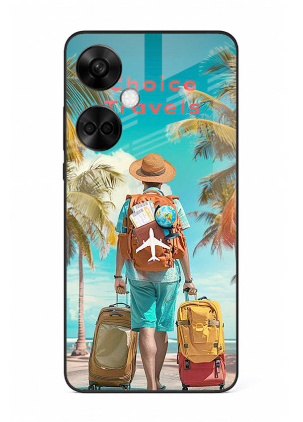 Tropical Beach Traveler summer artwork OnePlus Nord CE3 glass back cover