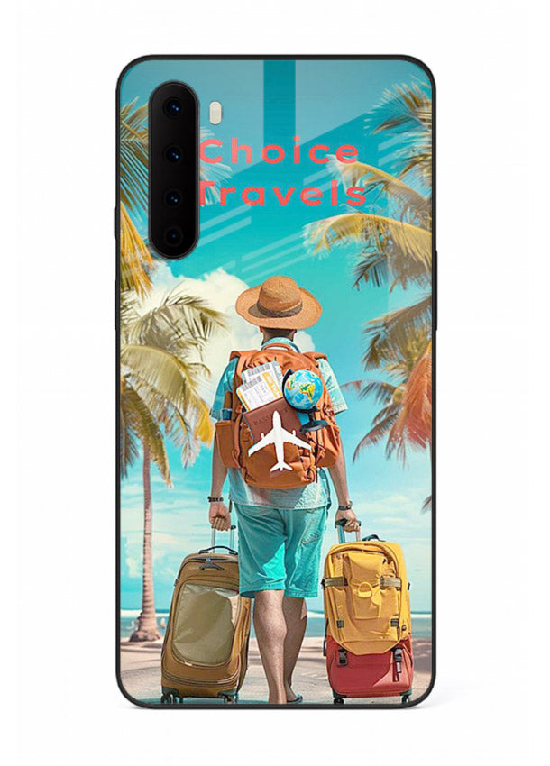 Tropical Beach Traveler summer artwork OnePlus Nord glass back cover