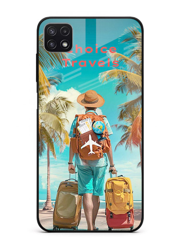 Tropical Beach Traveler summer artwork Samsung F42 5G glass back cover