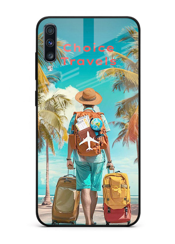 Tropical Beach Traveler summer artwork Samsung A50 glass back cover