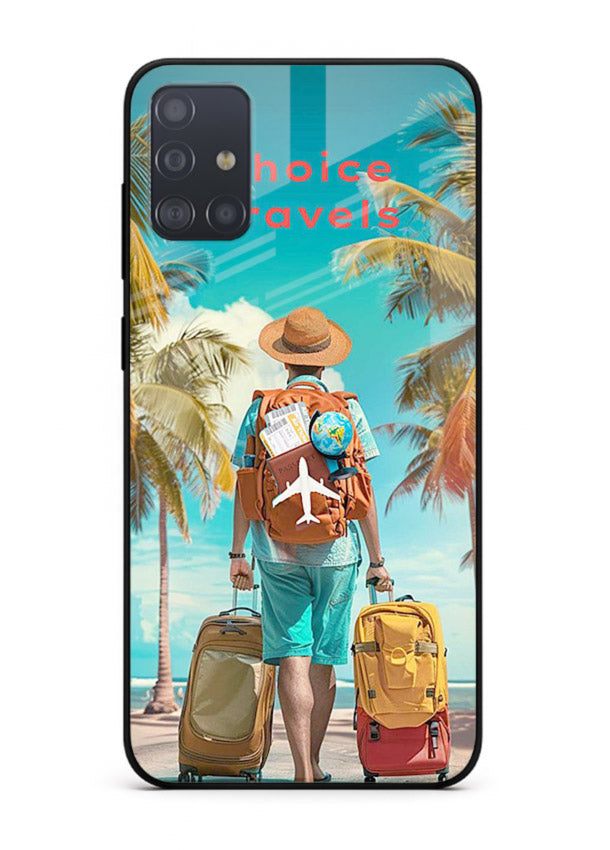 Tropical Beach Traveler summer artwork Samsung A51 glass back cover
