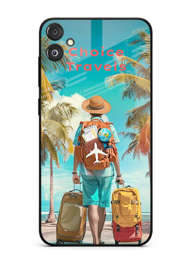 Tropical Beach Traveler summer artwork Samsung F05 5G glass back cover