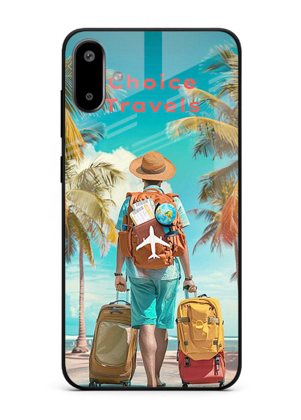Tropical Beach Traveler summer artwork Samsung F06 5G glass back cover