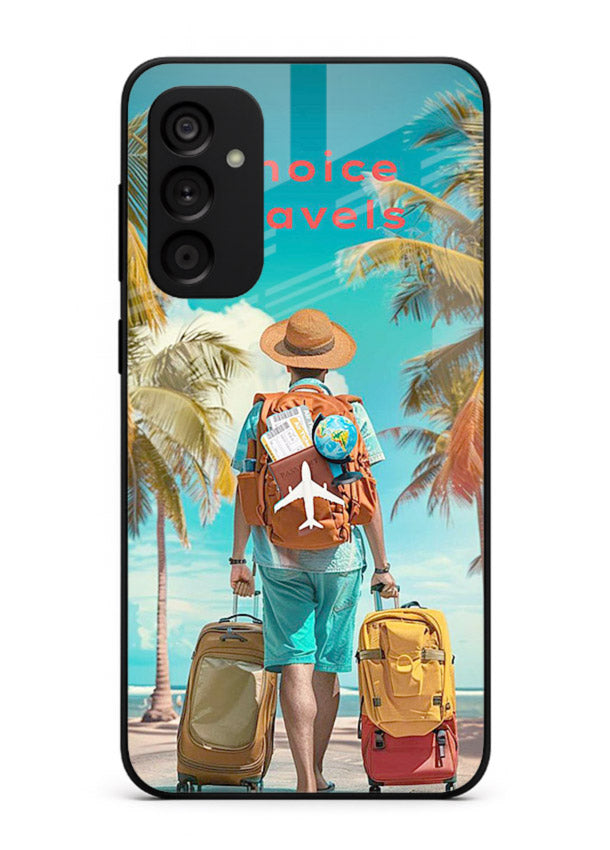 Tropical Beach Traveler summer artwork Samsung F55 5G glass back cover