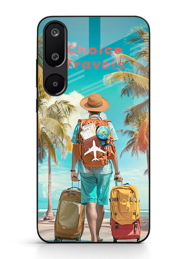 Tropical Beach Traveler summer artwork Samsung M16 5G glass back cover