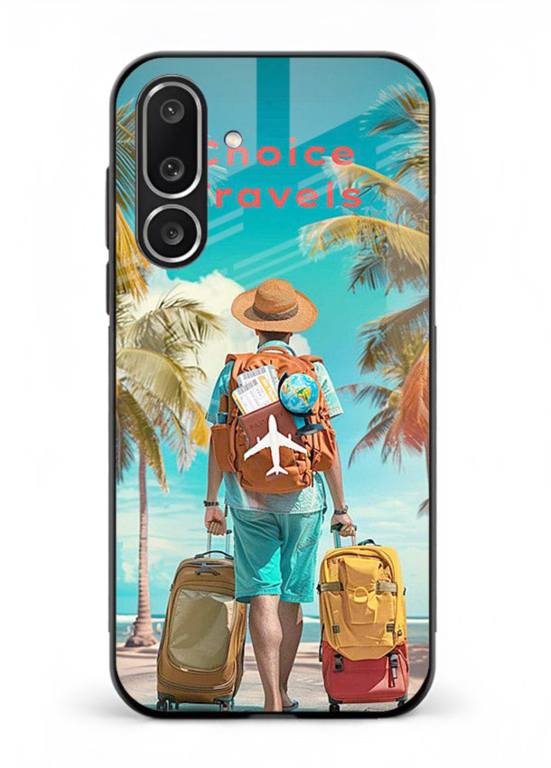 Tropical Beach Traveler summer artwork Samsung M56 5G glass back cover