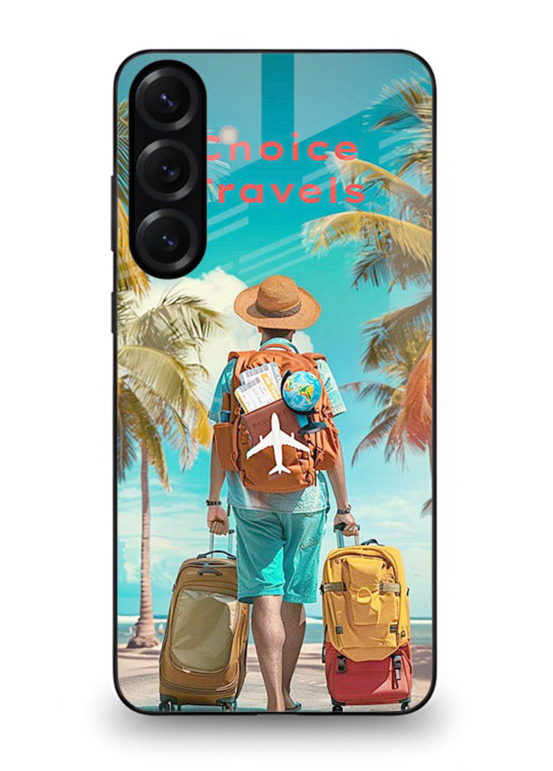 Tropical Beach Traveler summer artwork Samsung S23 FE glass back cover