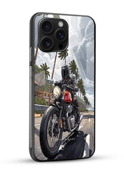 Cruiser bike with palm trees printed on premium tempered glass phone back cover - 2