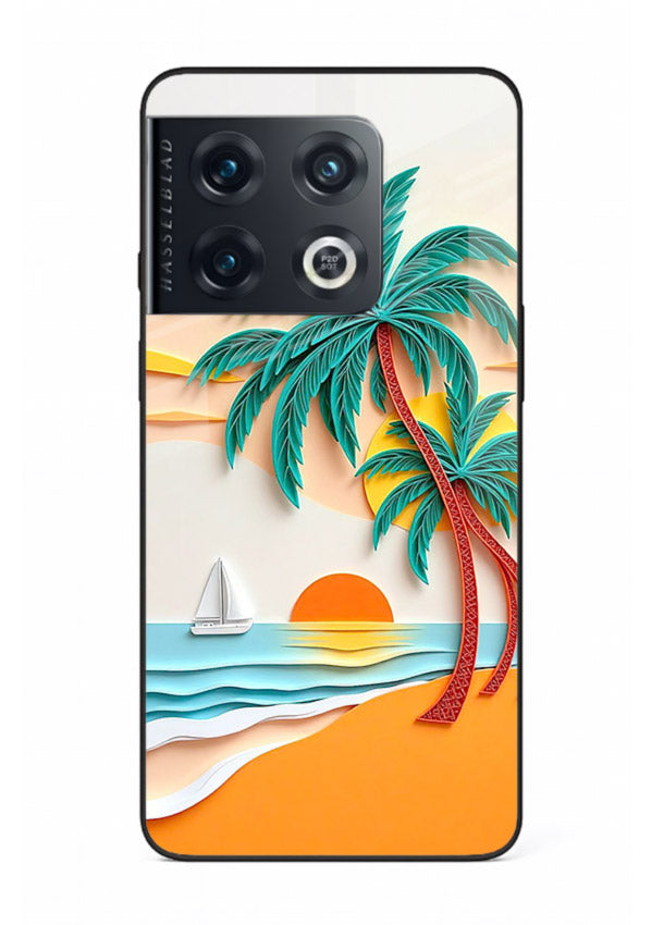 Tropical Palm Sunset warm beach artwork OnePlus 10 Pro glass back cover