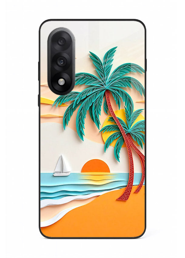 Tropical Palm Sunset warm beach artwork OnePlus Nord 5 glass back cover