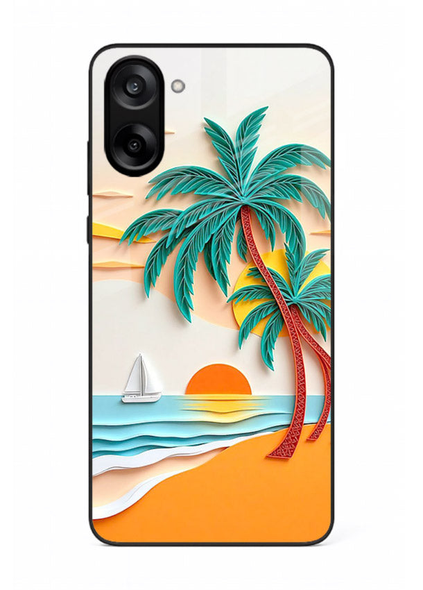 Tropical Palm Sunset warm beach artwork OnePlus Nord CE5 glass back cover