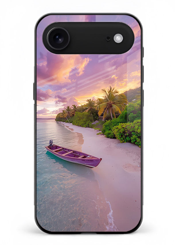 Tropical Sunset Shore pastel beach artwork iphone 18 air glass back cover