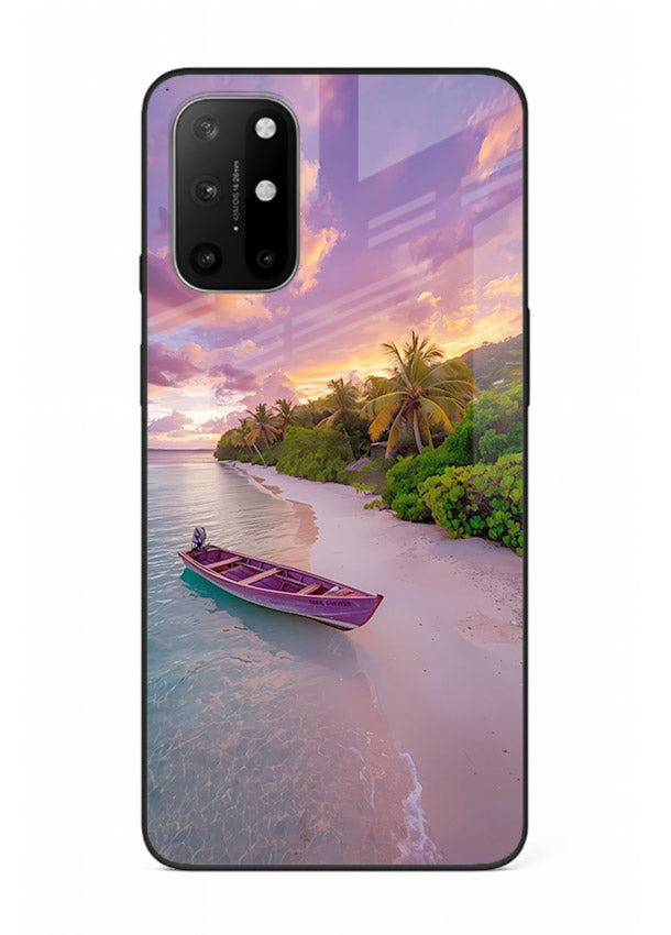Tropical Sunset Shore pastel beach artwork OnePlus 8T glass back cover