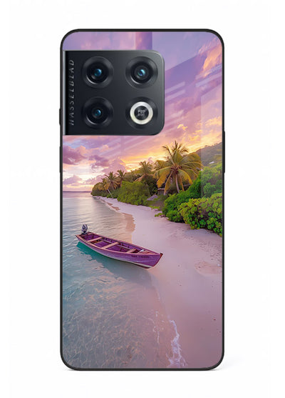 Tropical Sunset Shore pastel beach artwork OnePlus 10 Pro glass back cover