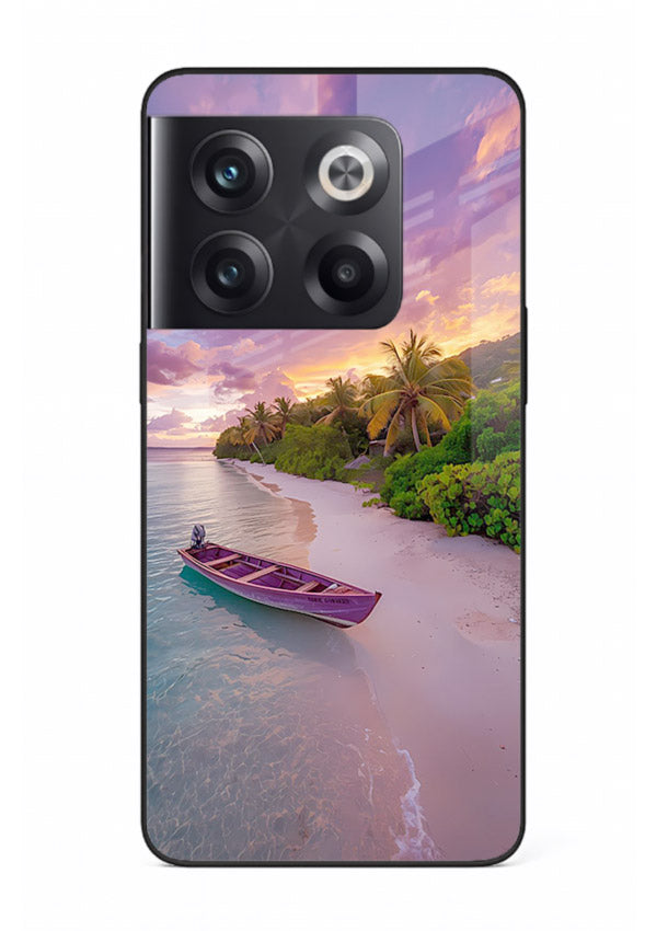 Tropical Sunset Shore pastel beach artwork OnePlus 10T glass back cover