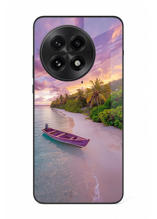 Tropical Sunset Shore pastel beach artwork OnePlus 13 glass back cover