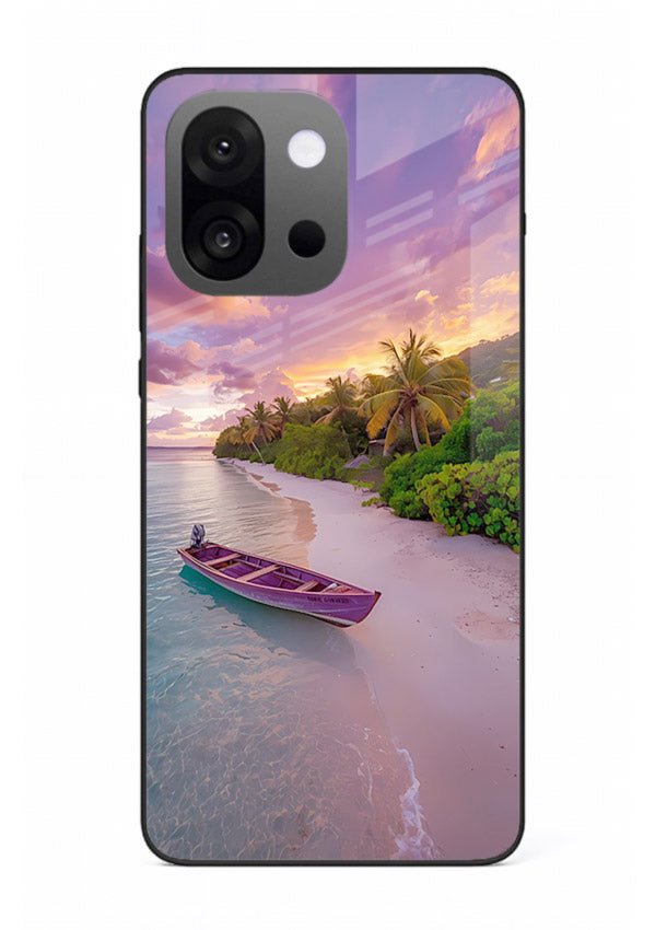 Tropical Sunset Shore pastel beach artwork OnePlus 13s glass back cover