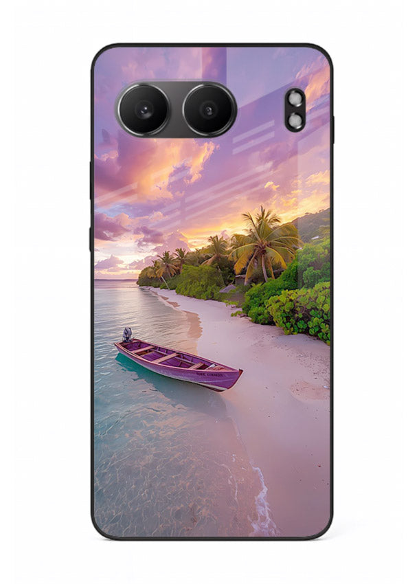 Tropical Sunset Shore pastel beach artwork OnePlus Nord 4 glass back cover