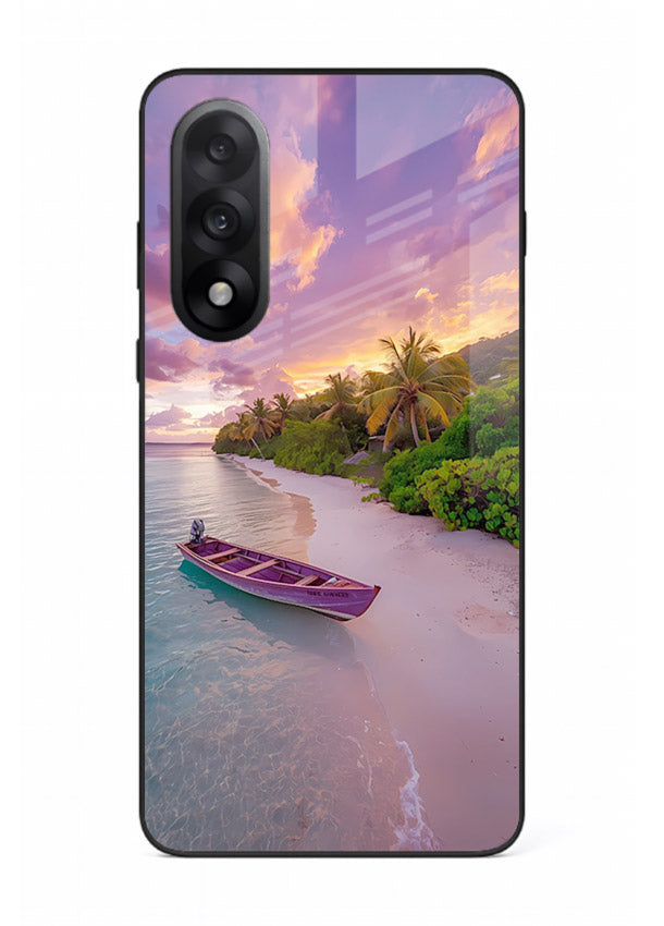 Tropical Sunset Shore pastel beach artwork OnePlus Nord 5 glass back cover