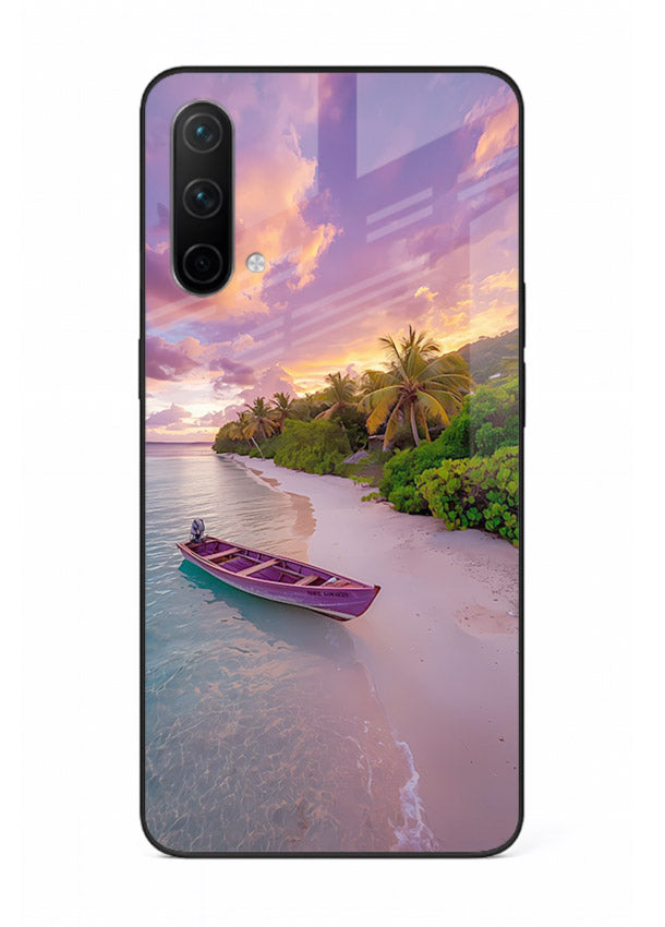 Tropical Sunset Shore pastel beach artwork OnePlus Nord CE 5G glass back cover