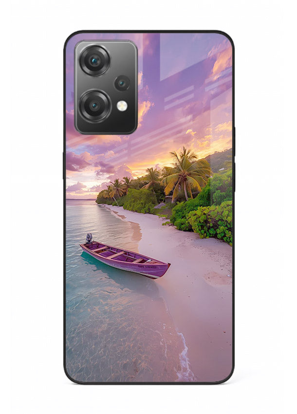 Tropical Sunset Shore pastel beach artwork OnePlus Nord CE2 Lite 5G glass back cover
