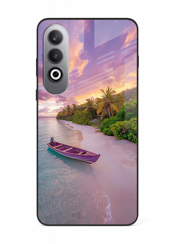 Tropical Sunset Shore pastel beach artwork OnePlus Nord CE4 glass back cover