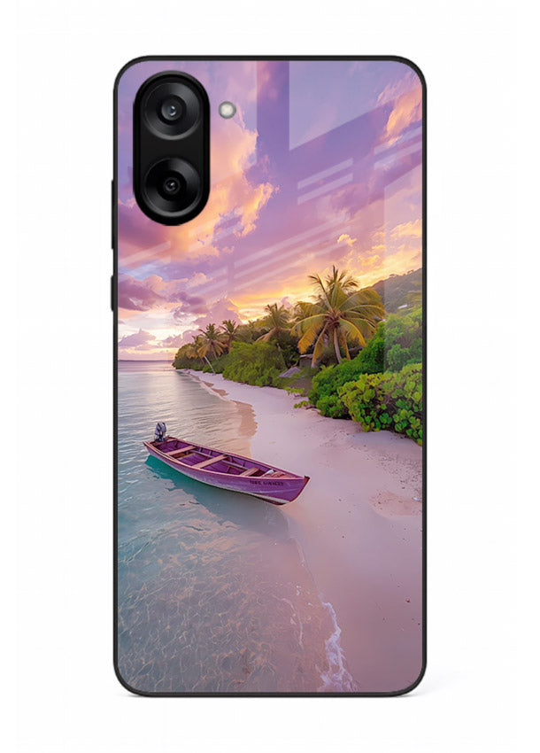 Tropical Sunset Shore pastel beach artwork OnePlus Nord CE5 glass back cover
