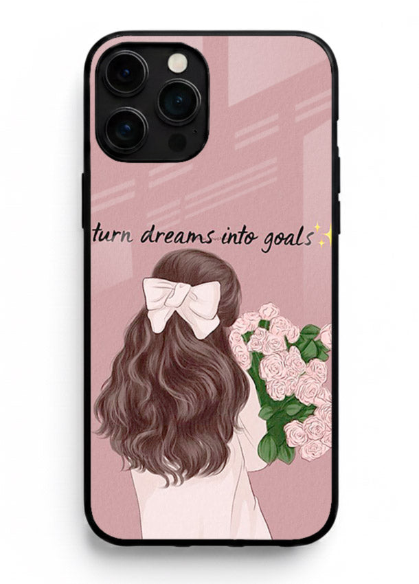 Girl holding flowers printed on iphone 11 pro max glass back cover with warm illustrative tones.