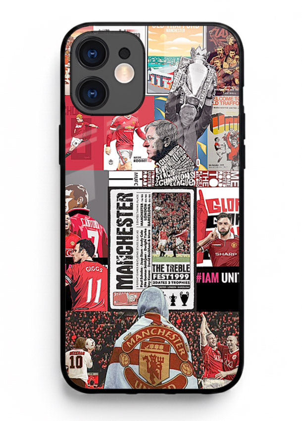 Football collage artwork on glossy tempered glass iPhone 11 back cover