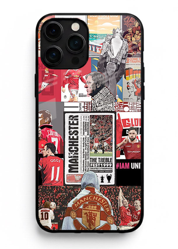 Football collage artwork on glossy tempered glass iPhone 11 Pro Max back cover