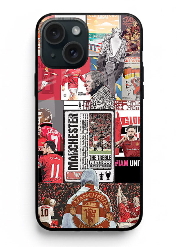 Football collage artwork on glossy tempered glass iPhone 13 Mini back cover
