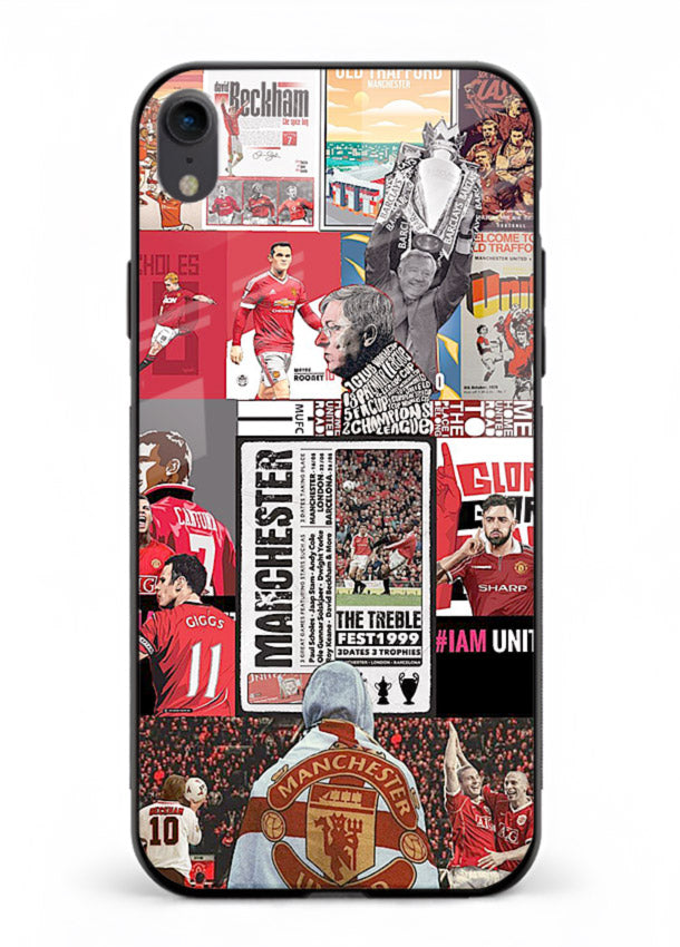 Football collage artwork on glossy tempered glass iPhone XR back cover