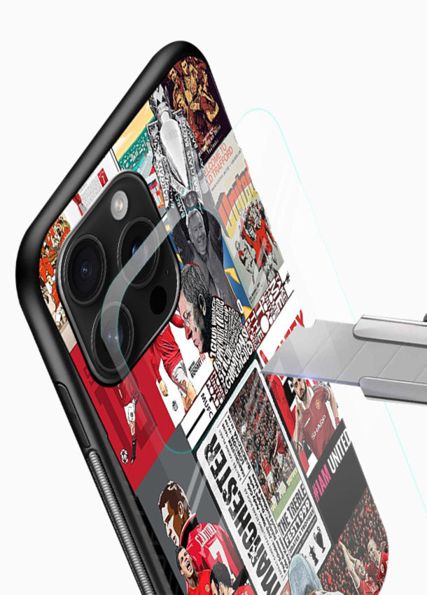 Football collage artwork on glossy tempered glass mobile cover - 4