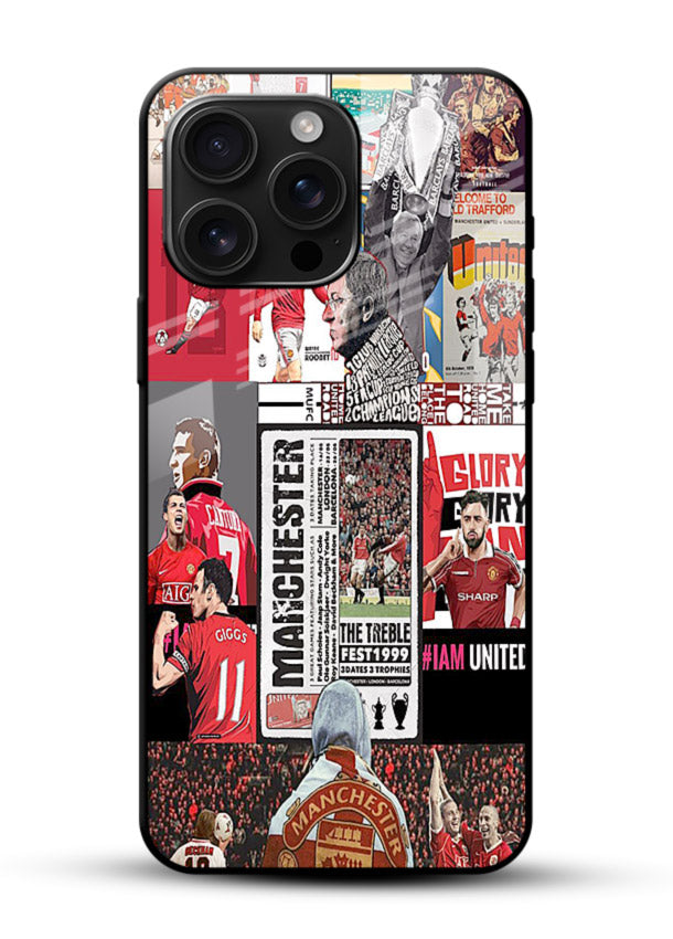 Football collage artwork on glossy tempered glass mobile cover - 1