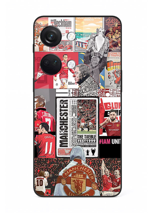Football collage artwork on glossy tempered glass OnePlus Nord 3 back cover