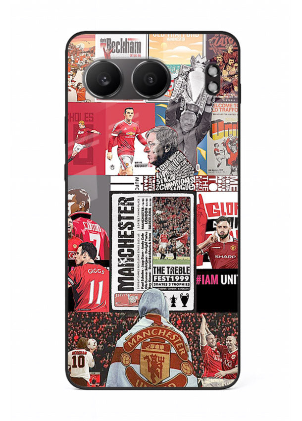 Football collage artwork on glossy tempered glass OnePlus Nord 4 back cover