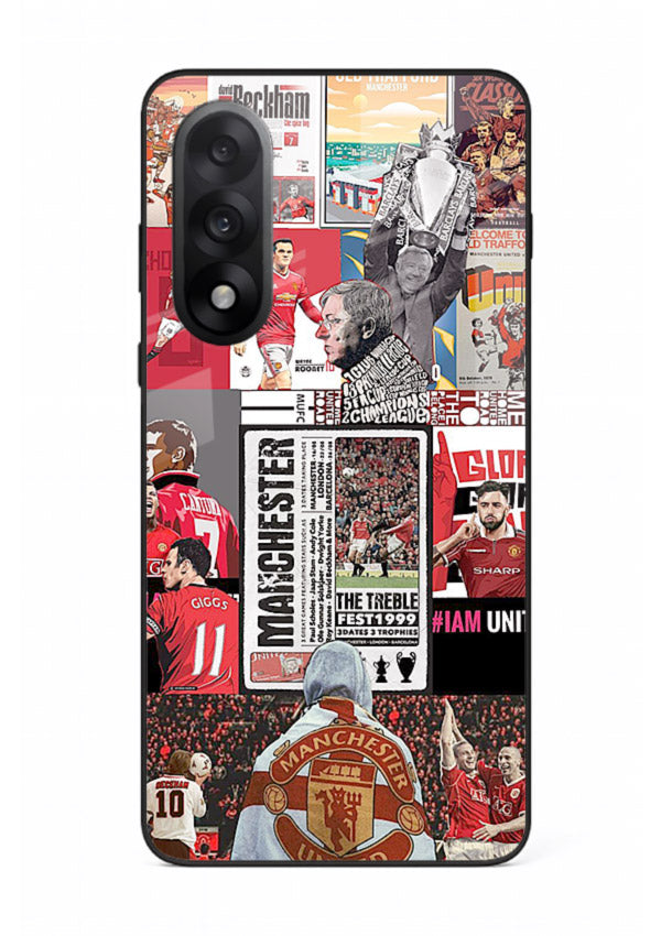 Football collage artwork on glossy tempered glass OnePlus Nord 5 back cover