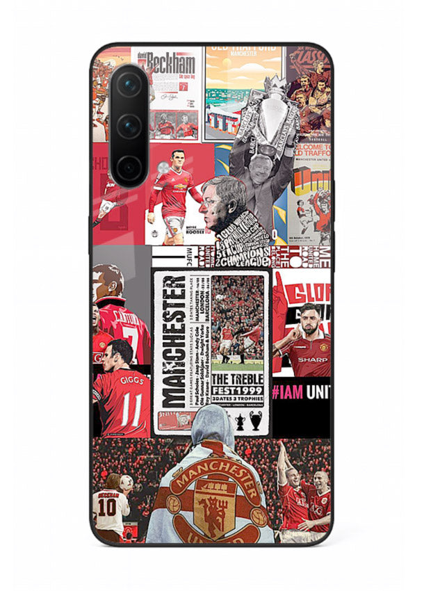 Football collage artwork on glossy tempered glass OnePlus Nord CE 5G back cover
