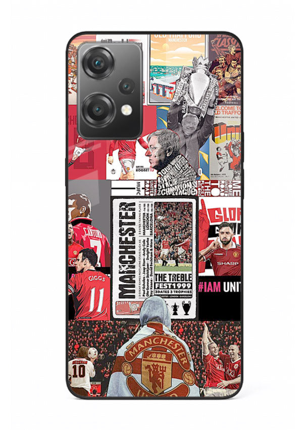 Football collage artwork on glossy tempered glass OnePlus Nord CE2 Lite 5G back cover