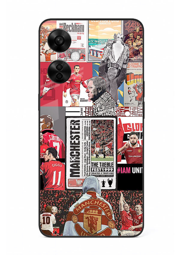 Football collage artwork on glossy tempered glass OnePlus Nord CE3 Lite back cover