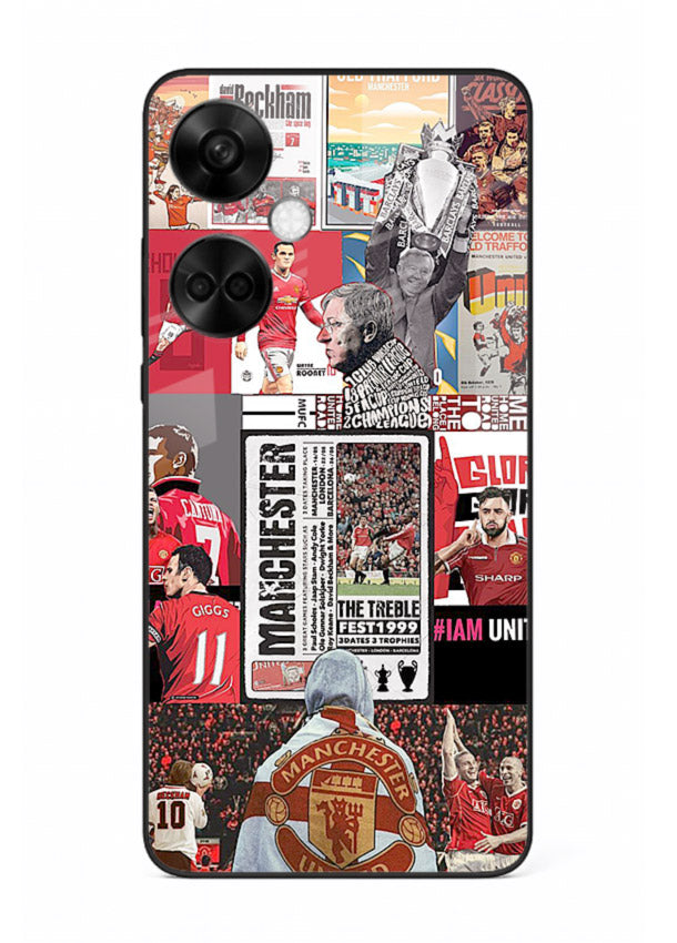 Football collage artwork on glossy tempered glass OnePlus Nord CE3 back cover