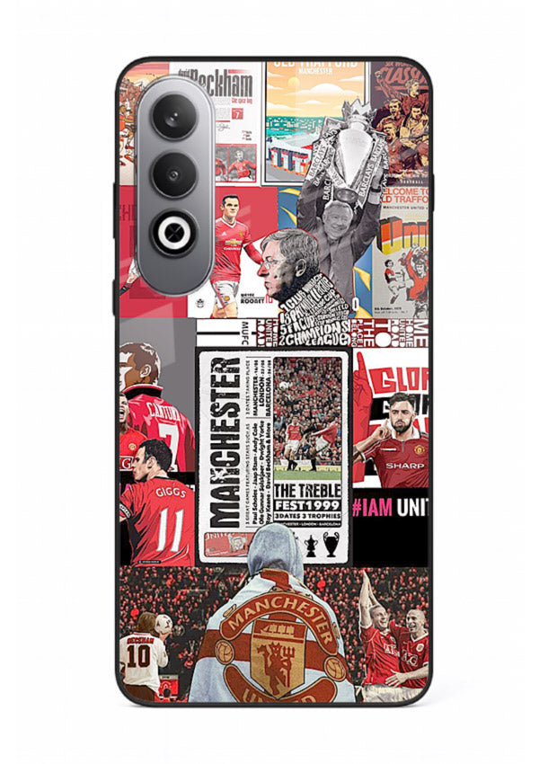 Football collage artwork on glossy tempered glass OnePlus Nord CE4 back cover