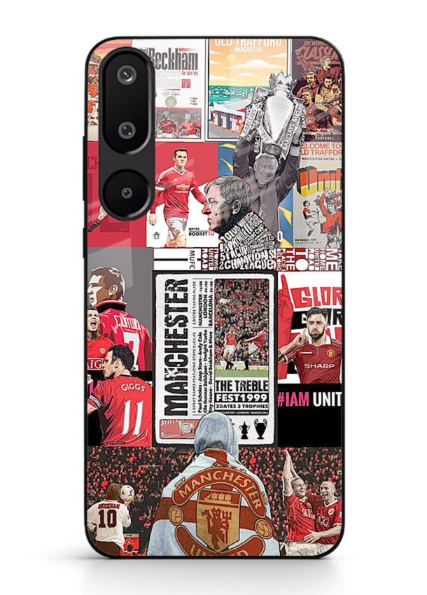 Football collage artwork on glossy tempered glass Samsung M16 5G back cover